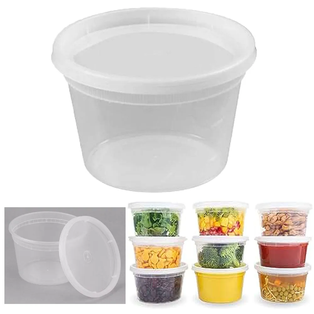 144 Ct 16oz Clear Deli Containers w/ Lids BPA-Free Food Storage Microwave Safe