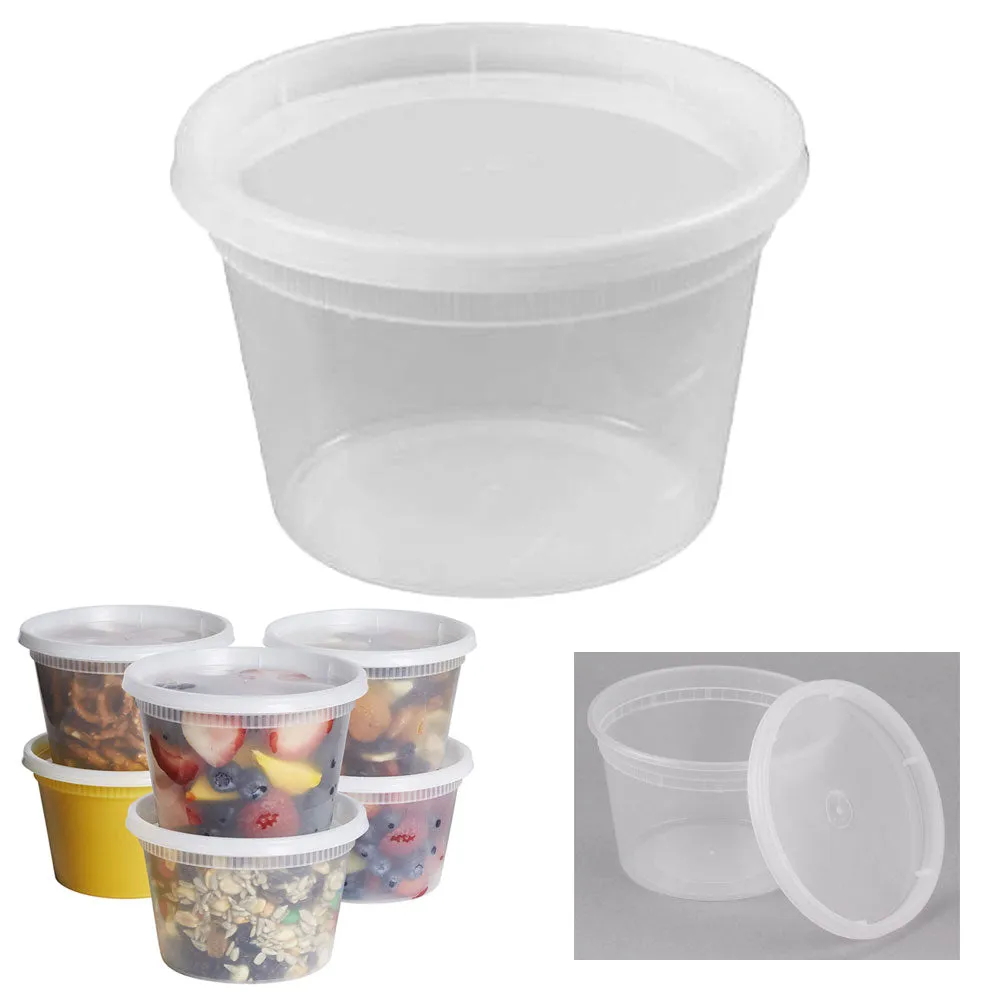 144 Ct 16oz Clear Deli Containers w/ Lids BPA-Free Food Storage Microwave Safe