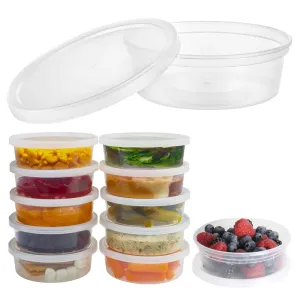 144ct 8oz Deli Plastic Food Storage Containers w/ Airtight Lids Takeout BPA Free