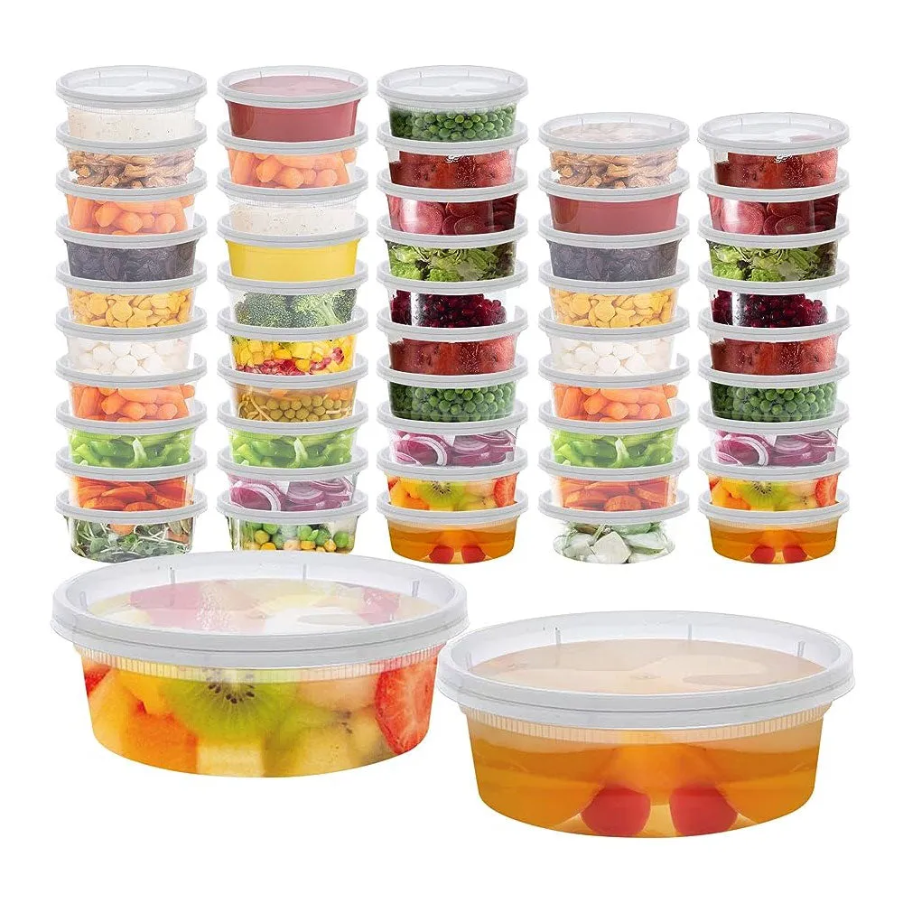 144ct 8oz Deli Plastic Food Storage Containers w/ Airtight Lids Takeout BPA Free