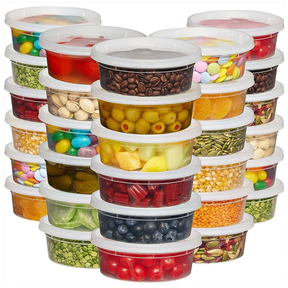 144ct 8oz Deli Plastic Food Storage Containers w/ Airtight Lids Takeout BPA Free