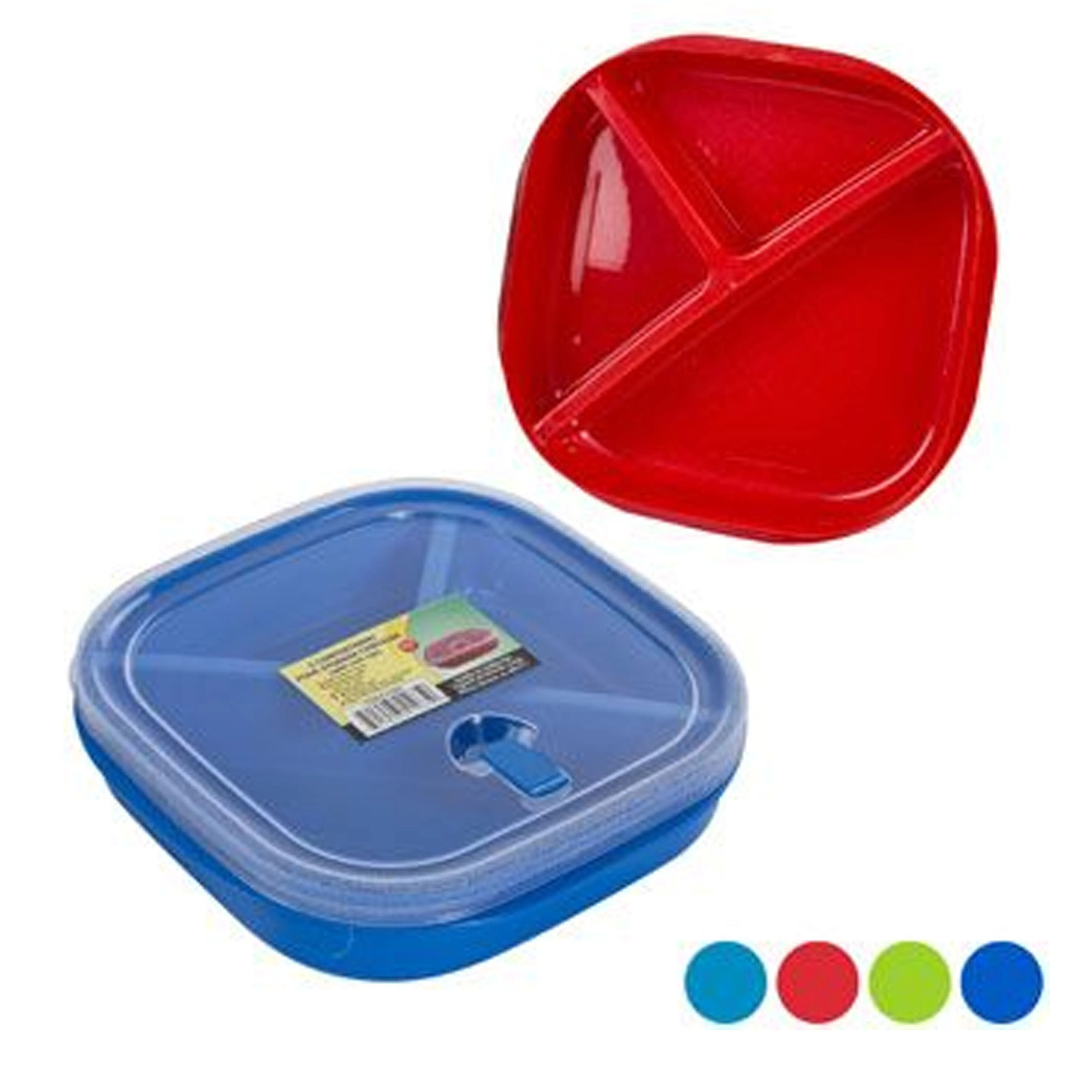 2 Pk BPA-Free Square Divided Plates w Lids Meal Microwave Safe Lunch Containers