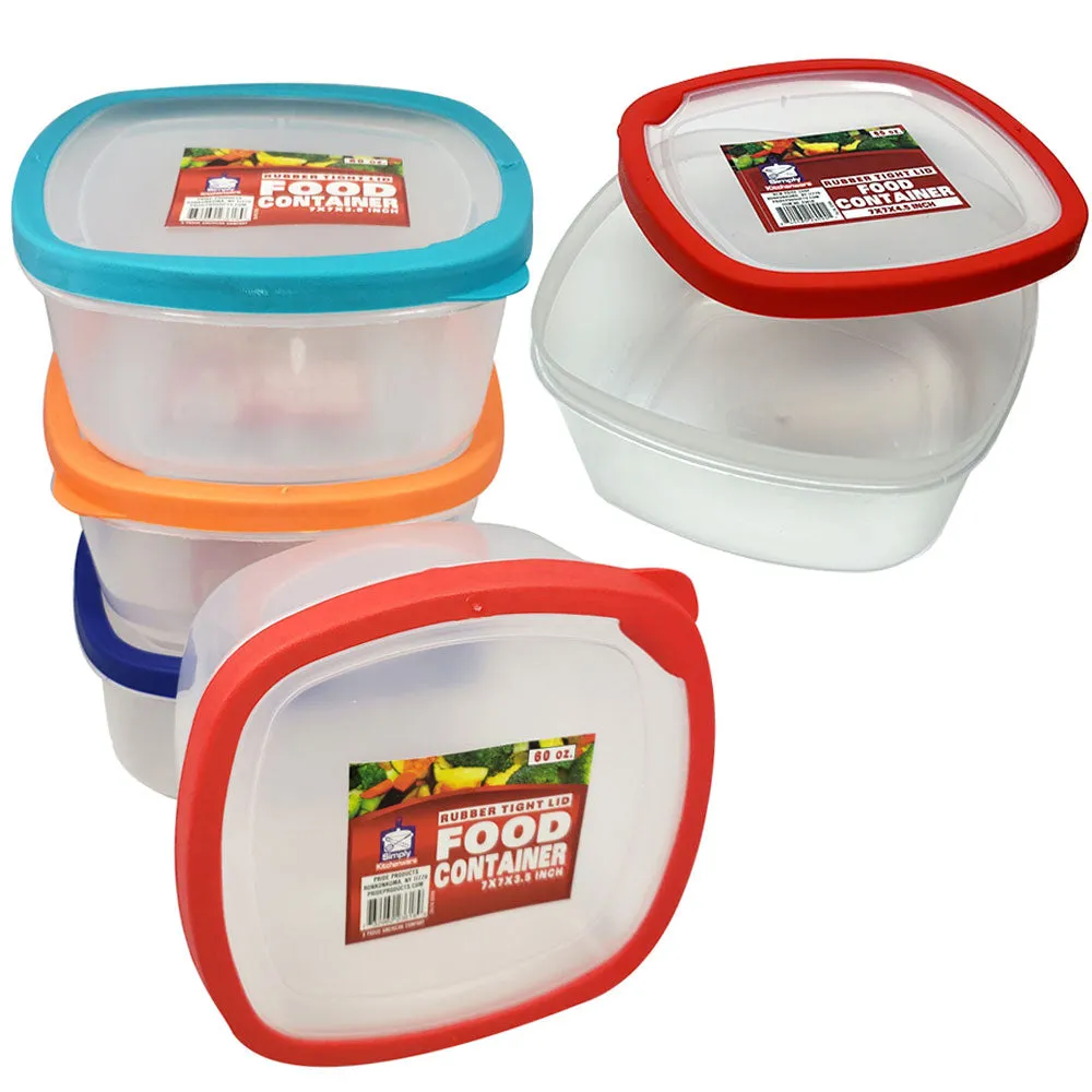 4 Pack Large Refrigerator Food Storage Container with Lids Plastic Reusable 62oz