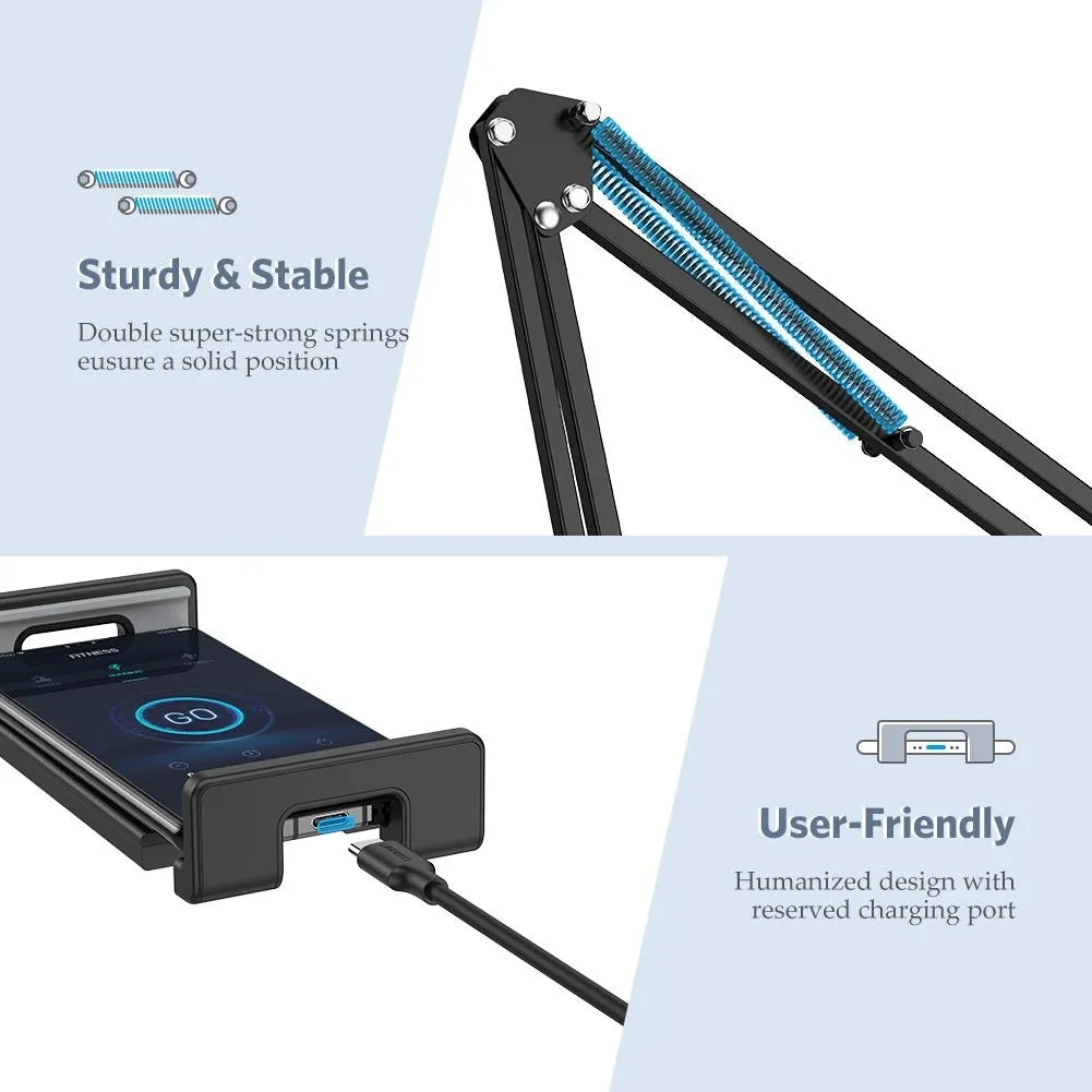 50394 Universal Holder with Folding Long Arm | Black