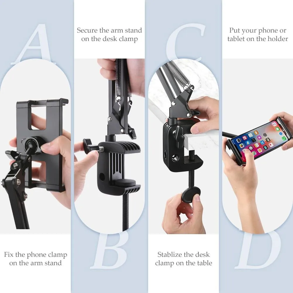 50394 Universal Holder with Folding Long Arm | Black