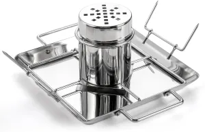 Beer Butt Can Chicken Holder Stand, Rack Tray Canister Vegetable Spike Seasoning Turkey Meat Vertical Roaster for BBQ Barbeque Grill Smoker Oven