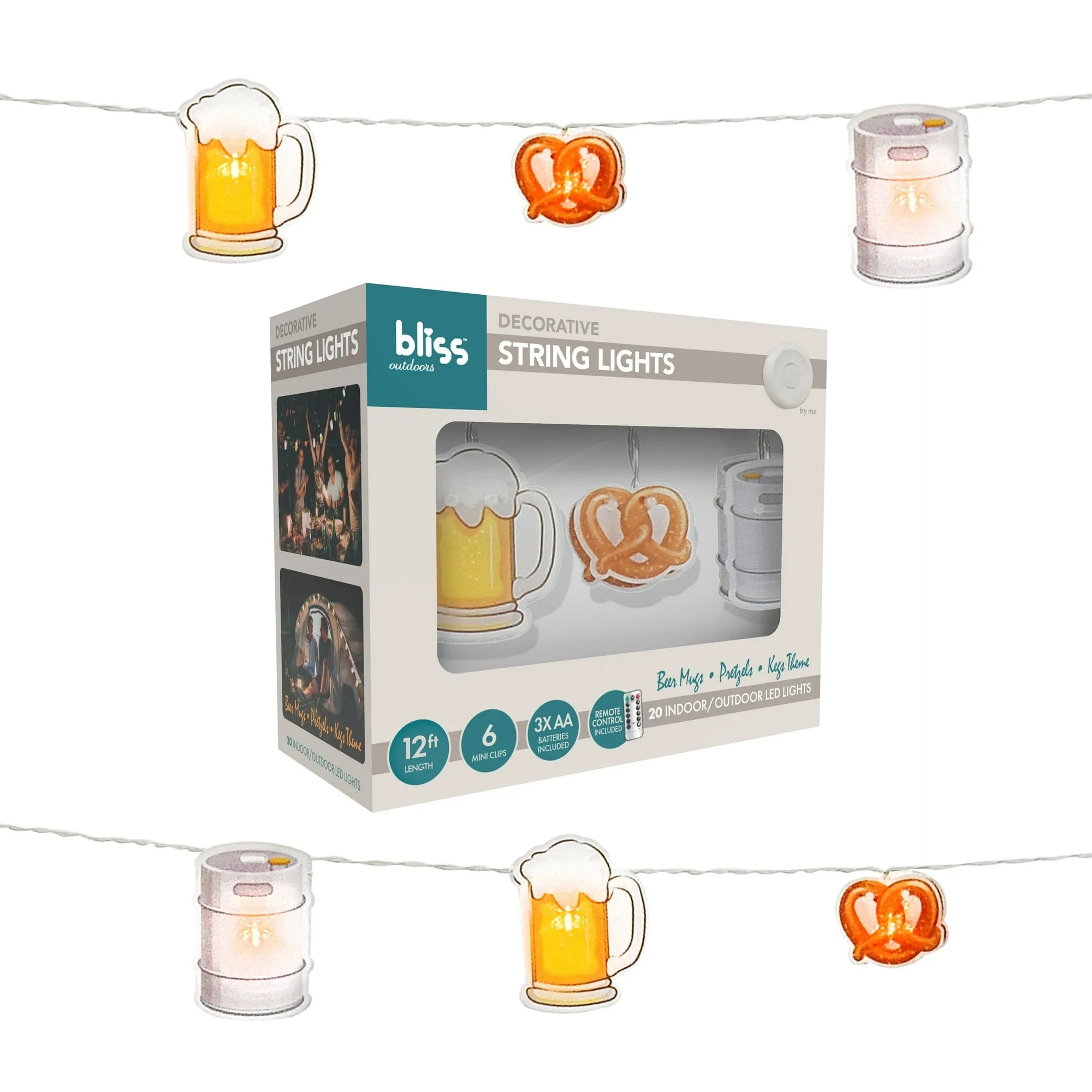 Bliss Hammocks 12 Ft Themed String Lights w/ Hanging Clips