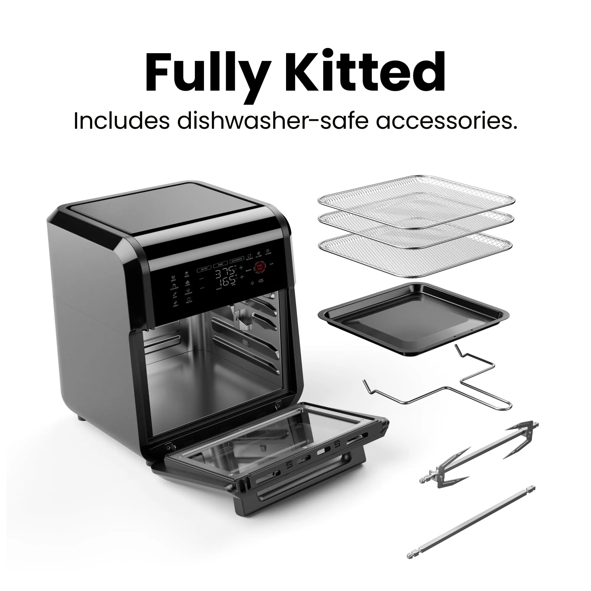 Chefman 12-Quart 6-in-1 Air Fryer Oven with Digital Timer, Touchscreen, and 12 Presets - Family Size Countertop Convection Oven, Dishwasher-Safe Parts