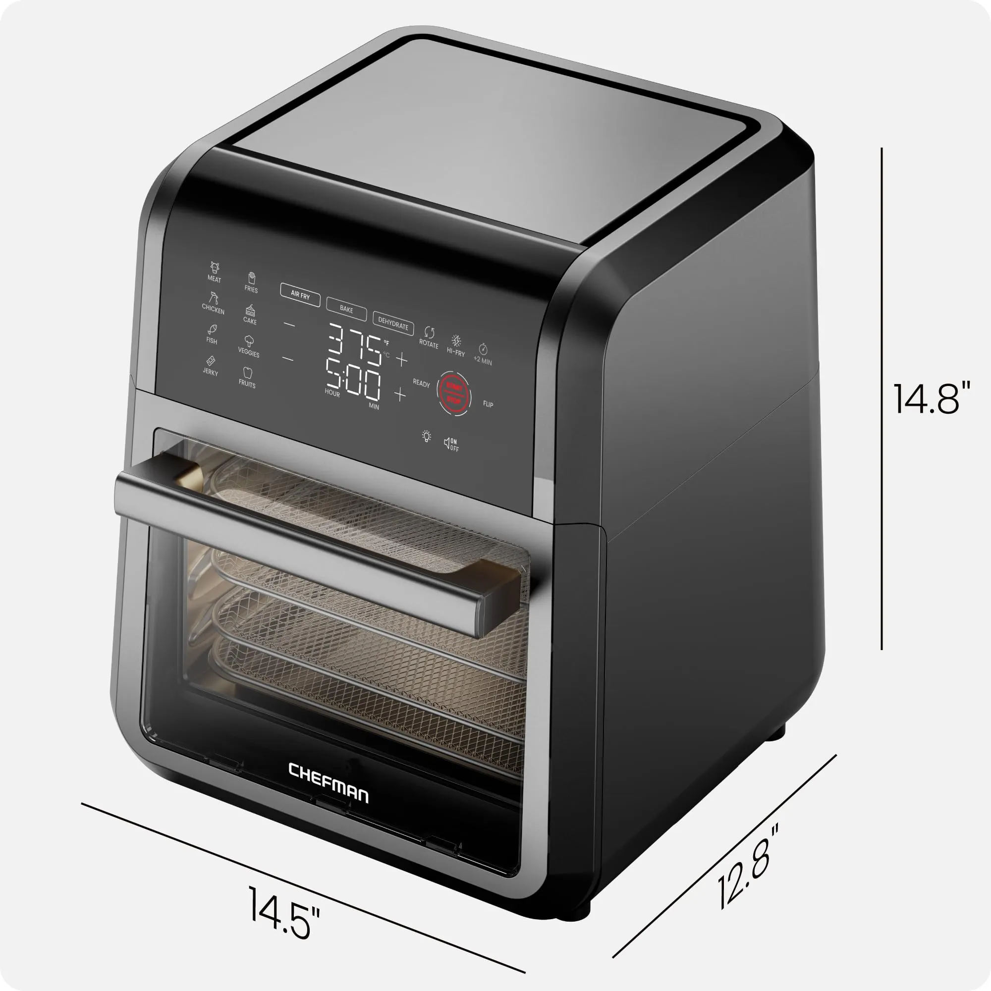 Chefman 12-Quart 6-in-1 Air Fryer Oven with Digital Timer, Touchscreen, and 12 Presets - Family Size Countertop Convection Oven, Dishwasher-Safe Parts