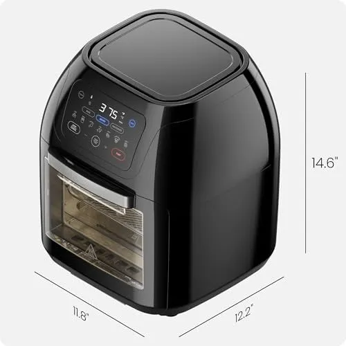 CHEFMAN Multifunctional Digital Air Fryer  Rotisserie, Dehydrator, Convection Oven, 17 Touch Screen Presets Fry, Roast, Dehydrate, Bake, XL 10L Family Size, Auto Shutoff, Large Easy-View Window, Black