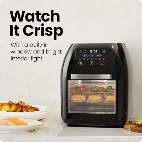 CHEFMAN Multifunctional Digital Air Fryer  Rotisserie, Dehydrator, Convection Oven, 17 Touch Screen Presets Fry, Roast, Dehydrate, Bake, XL 10L Family Size, Auto Shutoff, Large Easy-View Window, Black