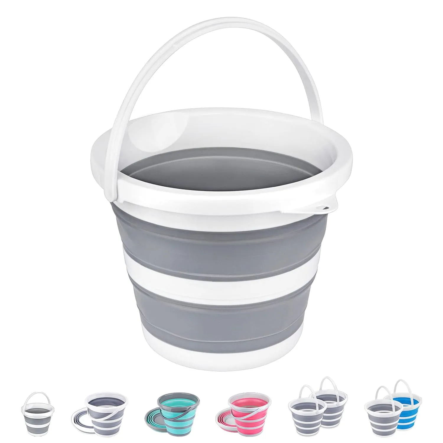 Collapsible Bucket 5L 1.3Gallon Small Cleaning Bucket Mop Buckets for Household Outdoor Car Washing Tub Plastic Foldable Portable Camping Beach Sand Water Pot Pail Space Saving Round