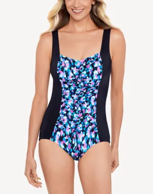 Eternal Flame Shirred Front Girl Leg One Piece Swimsuit