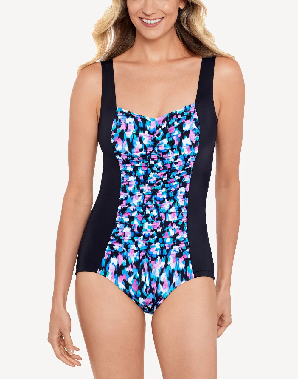 Eternal Flame Shirred Front Girl Leg One Piece Swimsuit