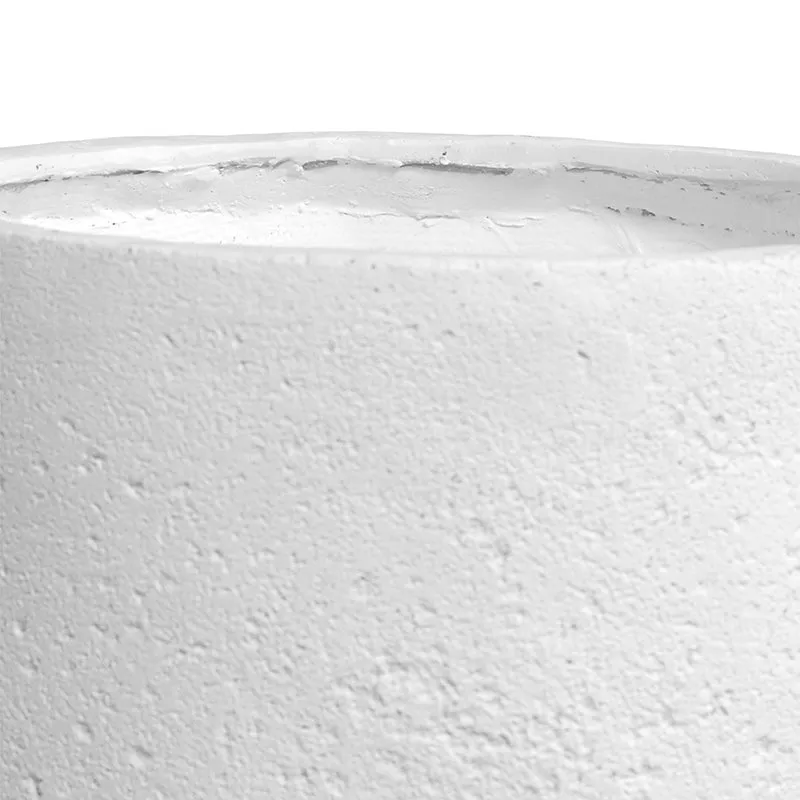 Fiberglass Cylinder Planter with White Stone Finish - 20"W