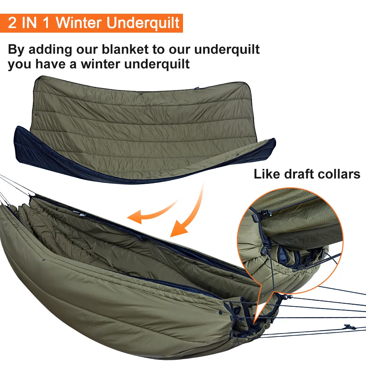 Flare Hammock Underquilt and Blanket Combo for 4 Seasons OD Green
