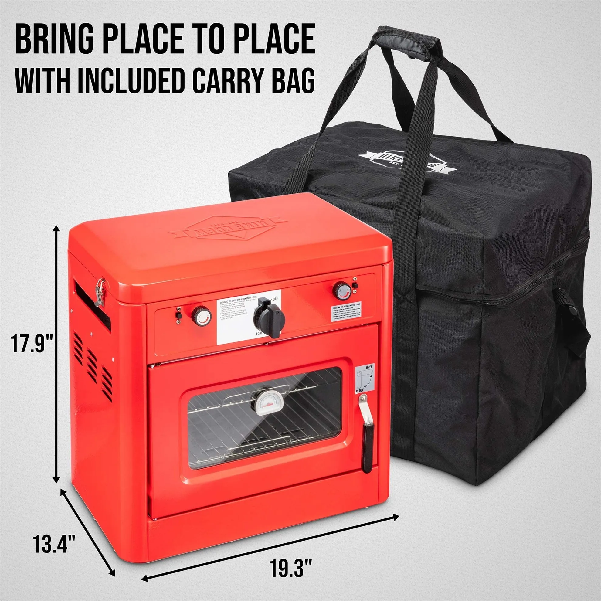 Gas Camping Oven, CSA Approved 2-Burner Stove & Camp Oven with Bag, Igniter & More