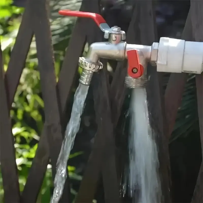 Last Day 50% OFFUniversal Stainless Steel Double Outlet Garden Water Faucet