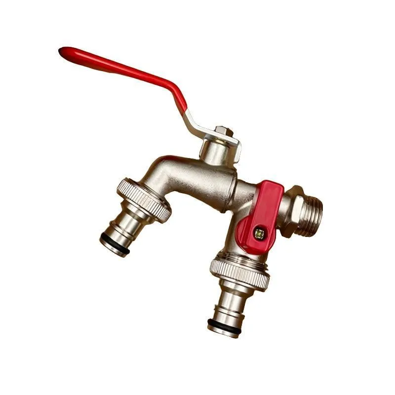 Last Day 50% OFFUniversal Stainless Steel Double Outlet Garden Water Faucet