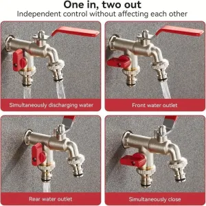 Last Day 50% OFFUniversal Stainless Steel Double Outlet Garden Water Faucet