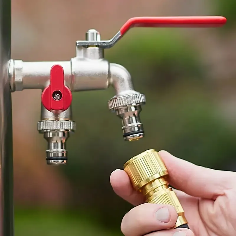 Last Day 50% OFFUniversal Stainless Steel Double Outlet Garden Water Faucet