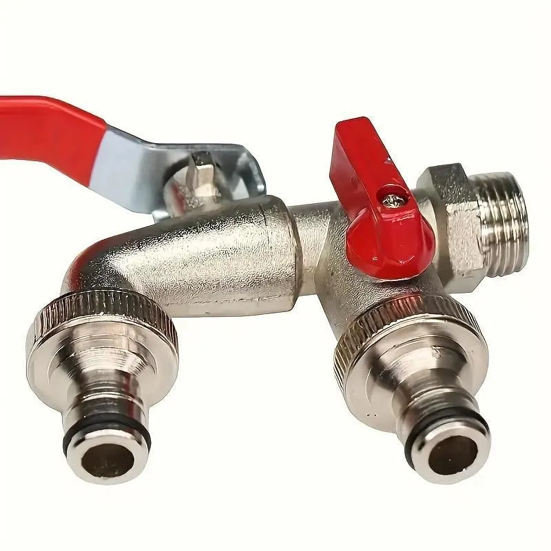 Last Day 50% OFFUniversal Stainless Steel Double Outlet Garden Water Faucet