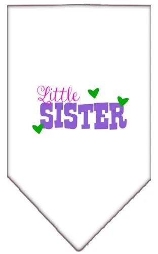 Little Sister Screen Print Bandana White Large