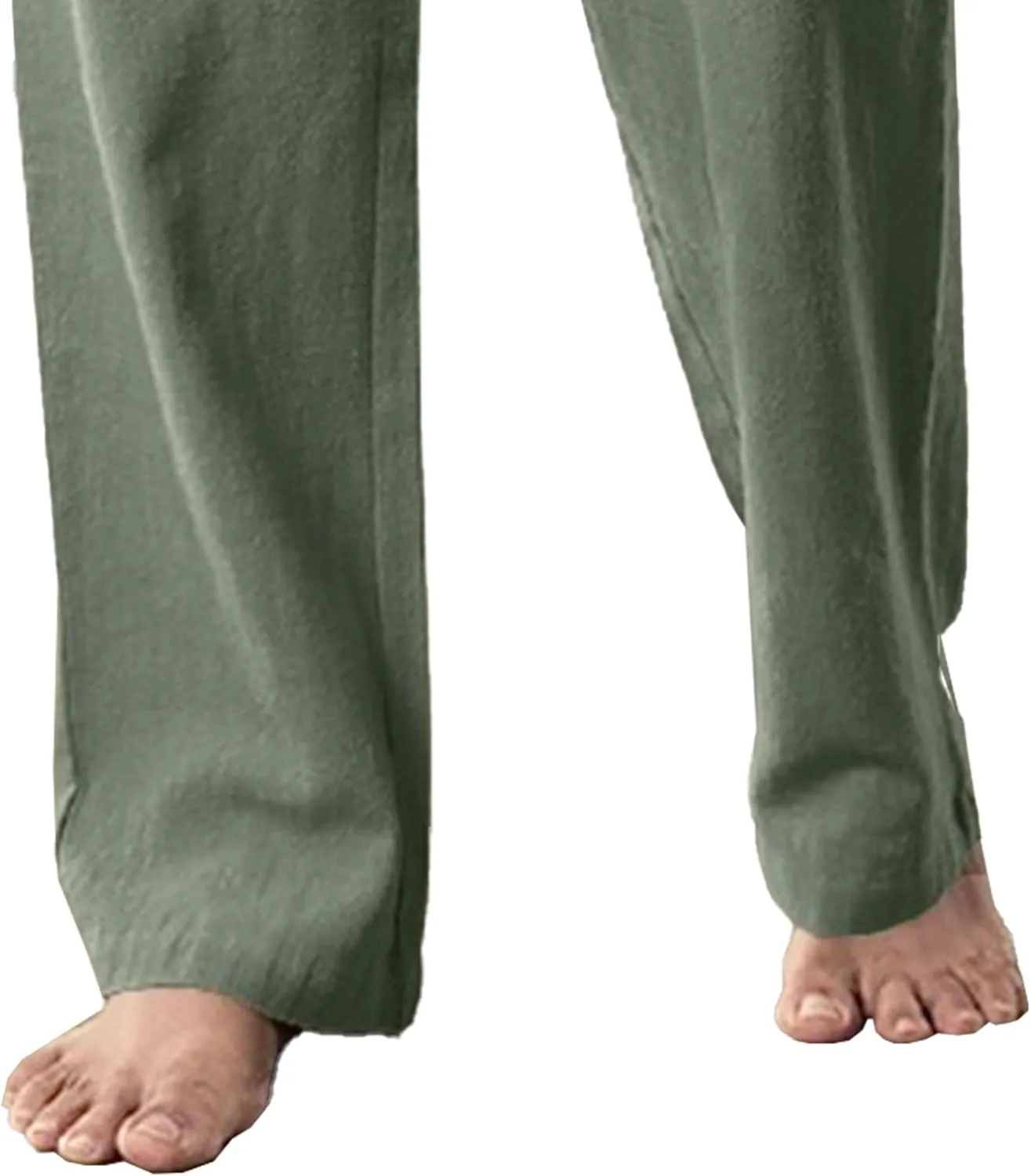 Men's Linen Lightweight Outdoor Solid Pants Baggy Casual Hiking Pants Comfort Sweatpants Yoga Trousers