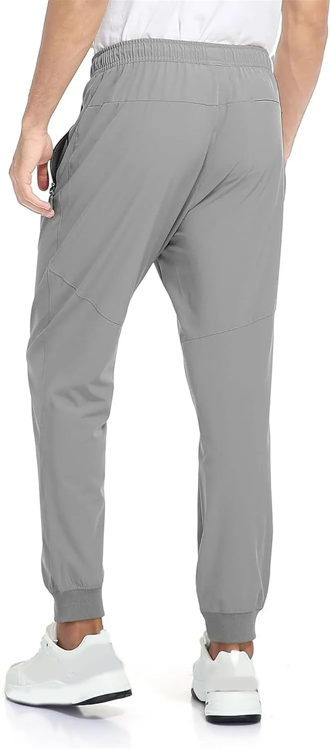 Men's Summer Drawstring Joggers Pants Stretch Elastic Waist Hiking Trousers Casual Solid Slim Fit Outdoor Pants