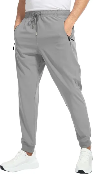 Men's Summer Drawstring Joggers Pants Stretch Elastic Waist Hiking Trousers Casual Solid Slim Fit Outdoor Pants