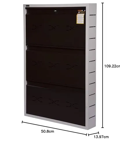 Metal Magic India Metal Shoe Rack || Powder Coated 3 Shelves Metal Shoe Stand L3 (Height 43" x Width 20" x Depth 5.5") (Brown)