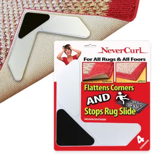 Nevercurl 4pk Rug Corner Grippers - Instantly Flattens Rug Corners To Hold Rug