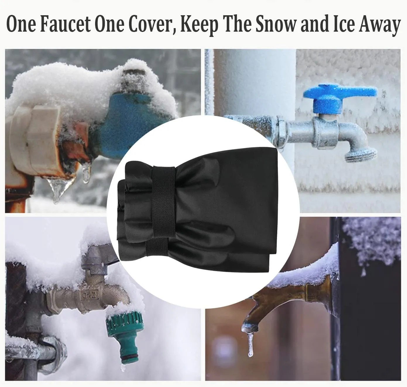 Outdoor Faucet Covers for Winter Freeze Protection, Upgraded Thicken 8.5" H X 6.1" W outside Garden Faucet Socks for Winter Waterproof Reusable Hose Bibs Insulated Spigot Cover, 4 Pack Black