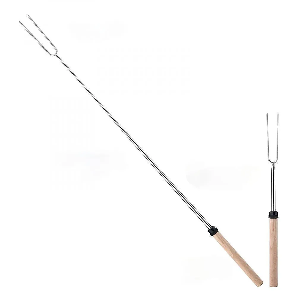 Outdoor Grill Racks Toppers 8pcs/set Bbq Forks Camping With Bags Stainless Steel Wooden Handle Telescoping