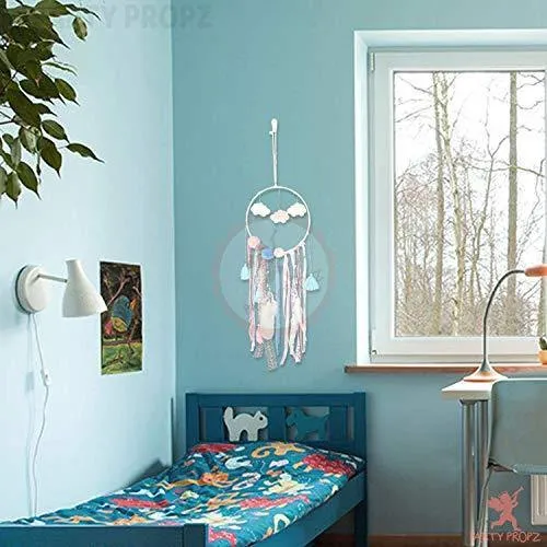 Party Propz Cloud Lights Dream Catchers Handmade Feather Crafts Dreamcatchers with Light Lace for Home,Rooms, Bedroom Wall Hanging Decoration, Craft Hangings Decor,Decorative Items Gift Girls