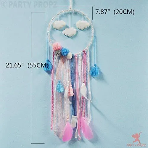 Party Propz Cloud Lights Dream Catchers Handmade Feather Crafts Dreamcatchers with Light Lace for Home,Rooms, Bedroom Wall Hanging Decoration, Craft Hangings Decor,Decorative Items Gift Girls
