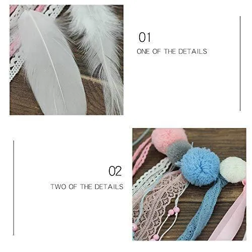 Party Propz Cloud Lights Dream Catchers Handmade Feather Crafts Dreamcatchers with Light Lace for Home,Rooms, Bedroom Wall Hanging Decoration, Craft Hangings Decor,Decorative Items Gift Girls