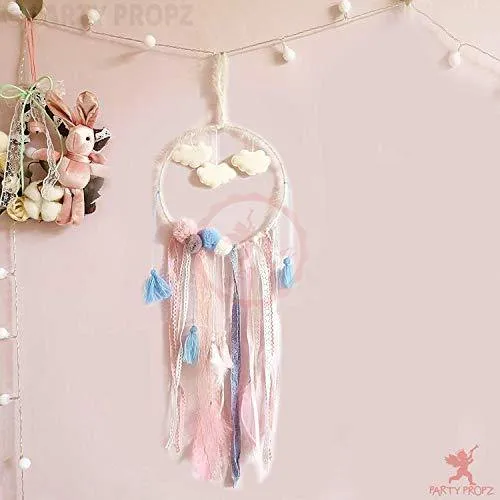 Party Propz Cloud Lights Dream Catchers Handmade Feather Crafts Dreamcatchers with Light Lace for Home,Rooms, Bedroom Wall Hanging Decoration, Craft Hangings Decor,Decorative Items Gift Girls