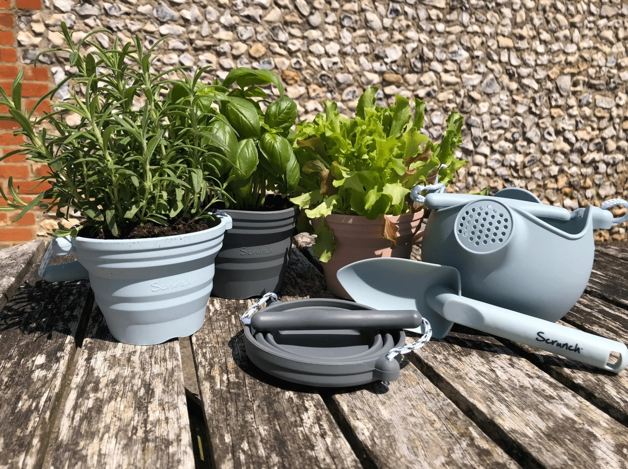 Scrunch Seedling Pot and Trowel Various Colours