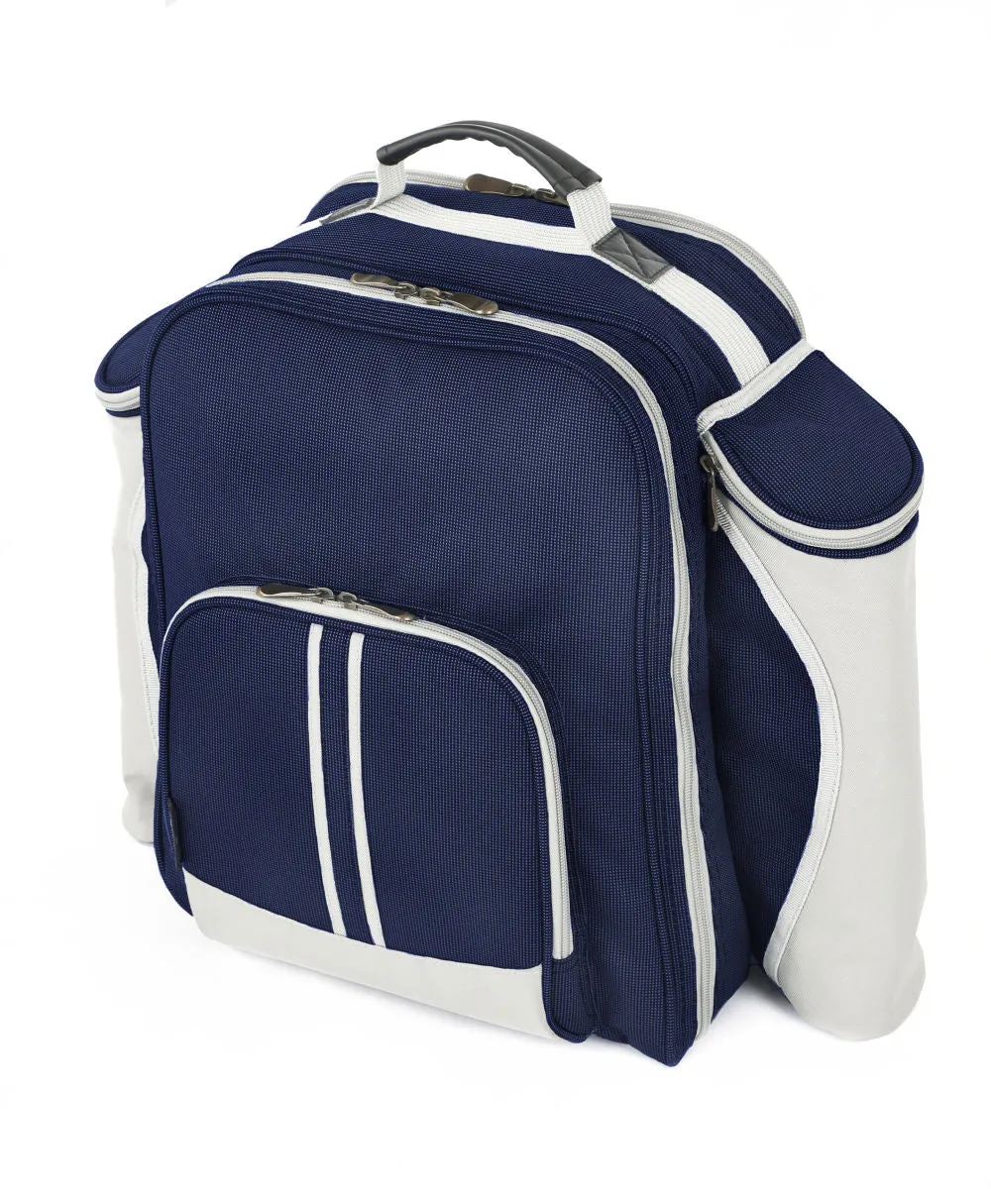 Super Deluxe Picnic Backpack Hamper for Four People with Matching Picnic Blanket