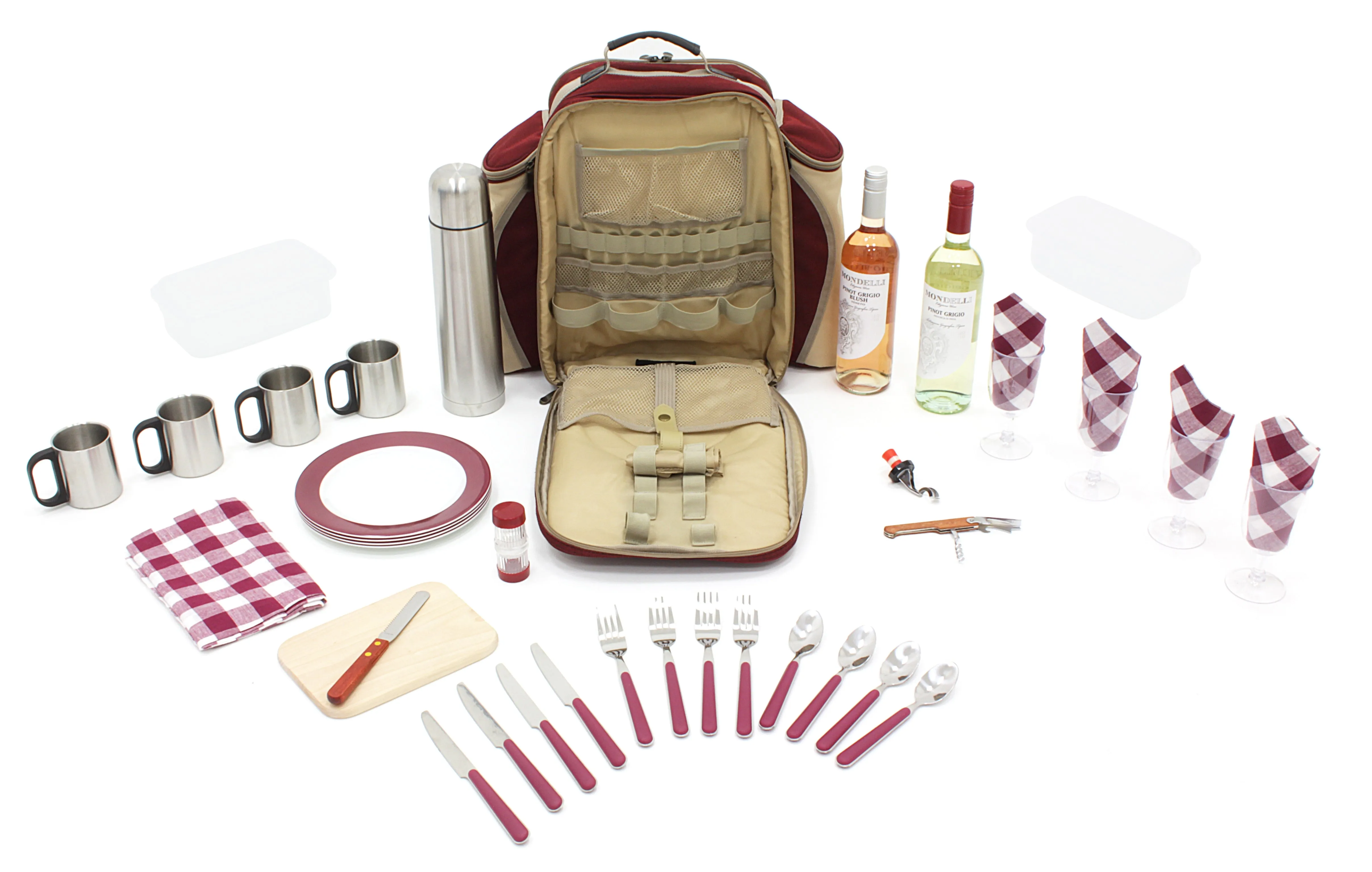 Super Deluxe Picnic Backpack Hamper for Four People with Matching Picnic Blanket