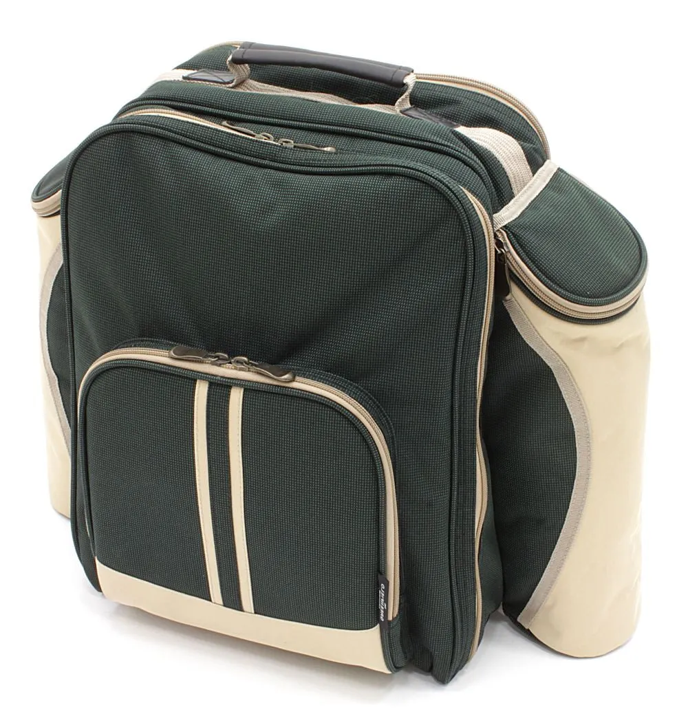 Super Deluxe Picnic Backpack Hamper for Four People with Matching Picnic Blanket