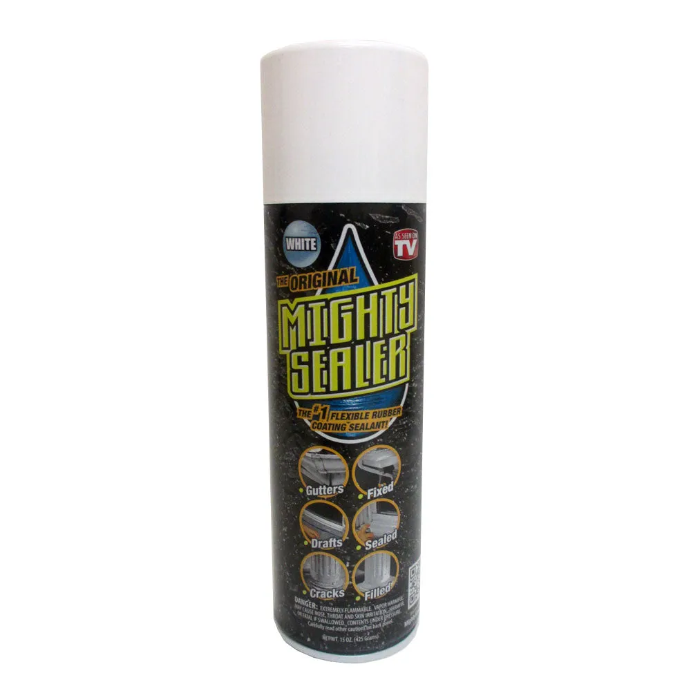 The Original Mighty Sealer Flexible Rubber Coating Sealant 15oz Spray Can White