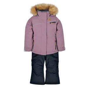 Two piece girl kid snowsuit - Blush textured