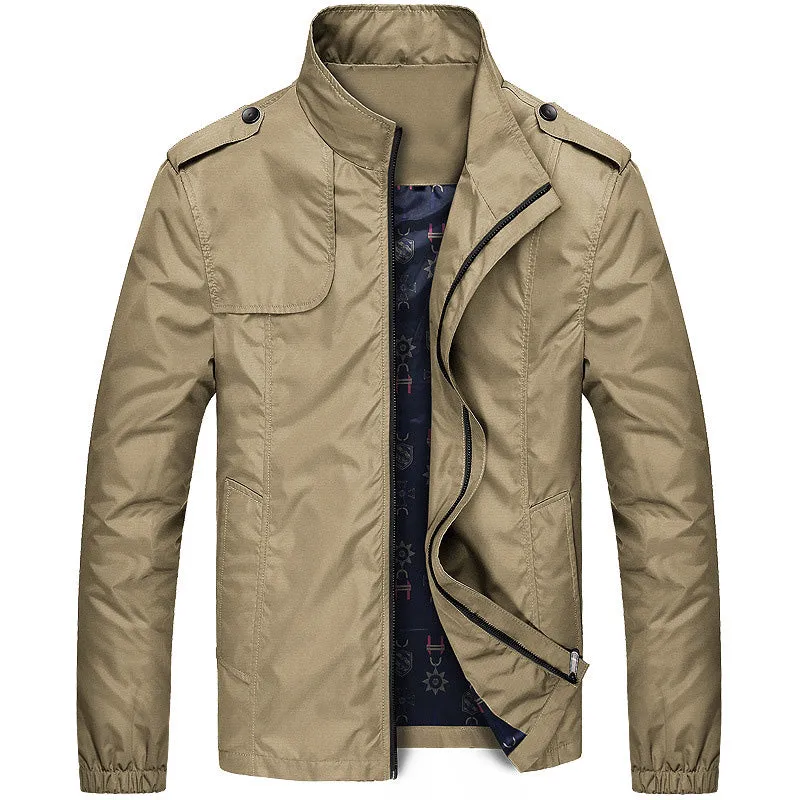West Louis Autumn Solid Stand Collar Windproof Jacket