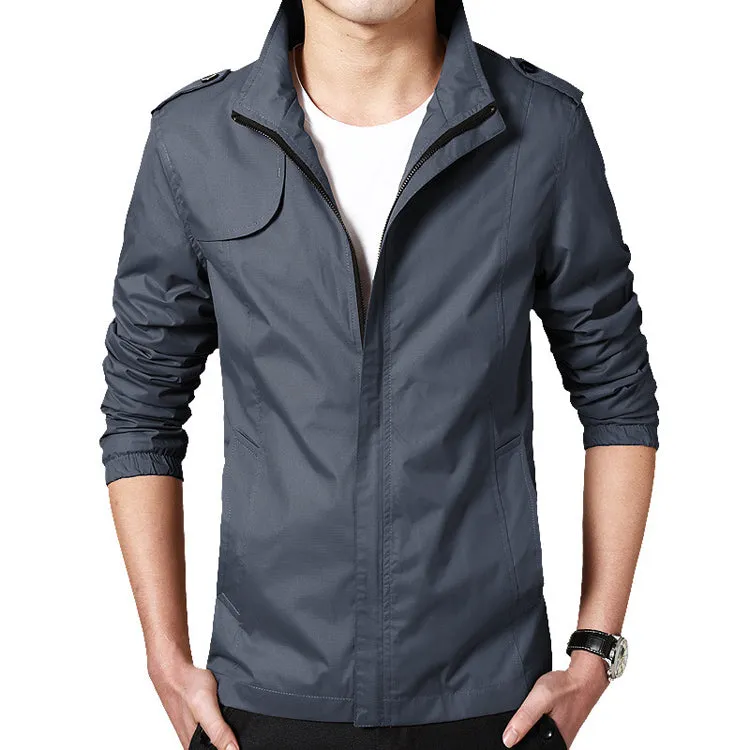 West Louis Autumn Solid Stand Collar Windproof Jacket