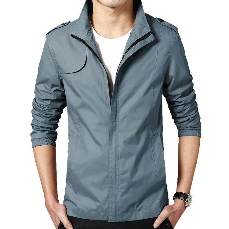 West Louis Autumn Solid Stand Collar Windproof Jacket