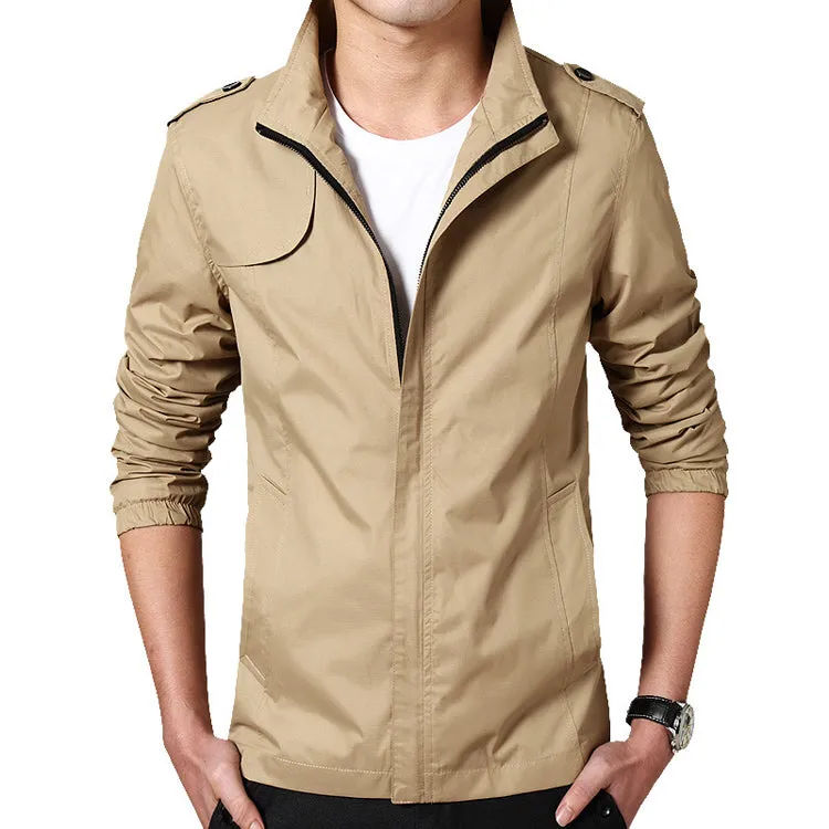 West Louis Autumn Solid Stand Collar Windproof Jacket