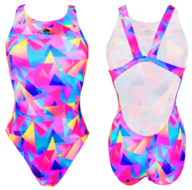 Women Swim Suit - Wide Straps - Geo Galaxy (Pink)